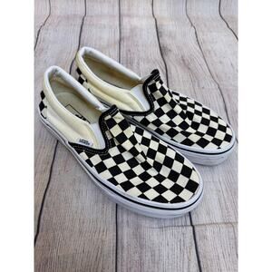 Vans Classic Slip On Checkered Black and White Shoes Size 7.5W 6M